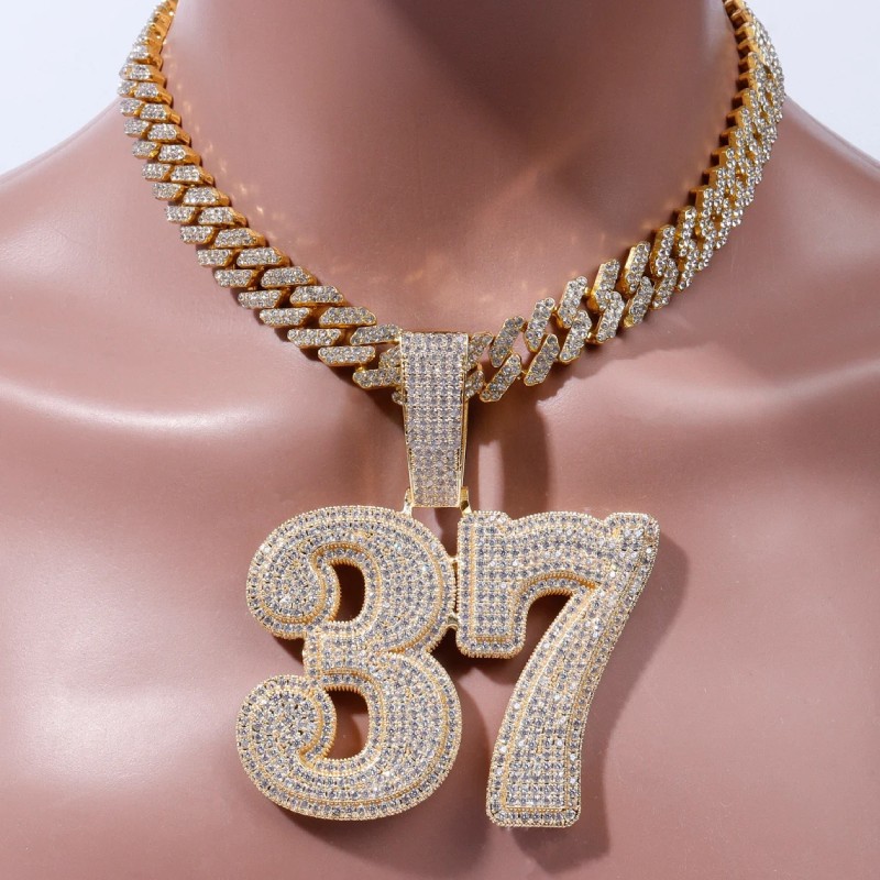 Custom Double Layer Bold Letters Name/number Pendant Gold - Image 6