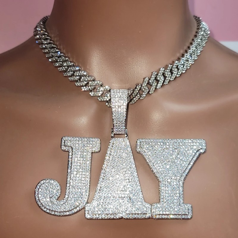 Custom Double Layer Bold Letters Name/number Pendant Gold - Image 7