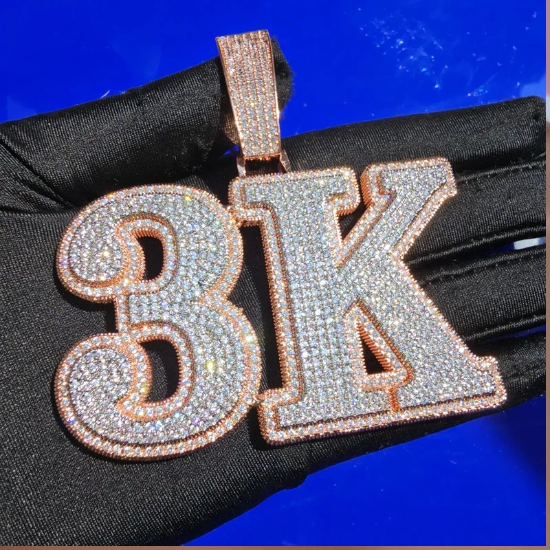 Custom Double Layer Bold Letters Name/number Pendant Gold