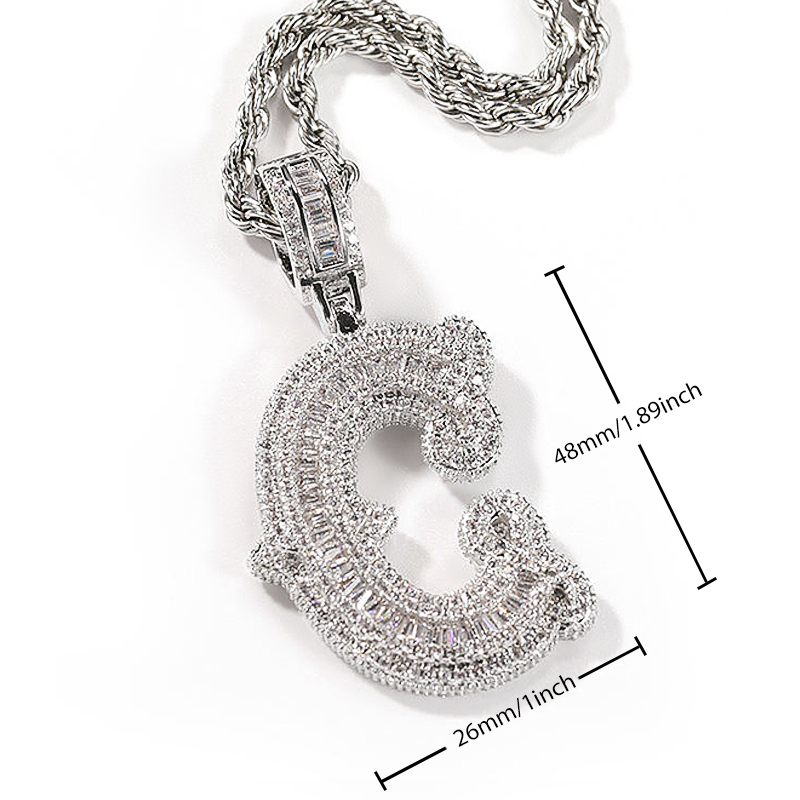 Iced Out A-z Thorns Baguette Initial Letters Pendant Moissanite - Image 5