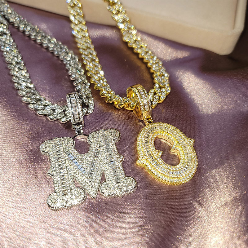 Iced Out A-z Thorns Baguette Initial Letters Pendant Moissanite - Image 6