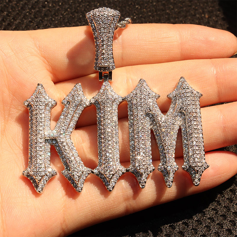 Custom Micro Paved Spiny Name Pendant Gold With Street Luxury Shine - Image 4