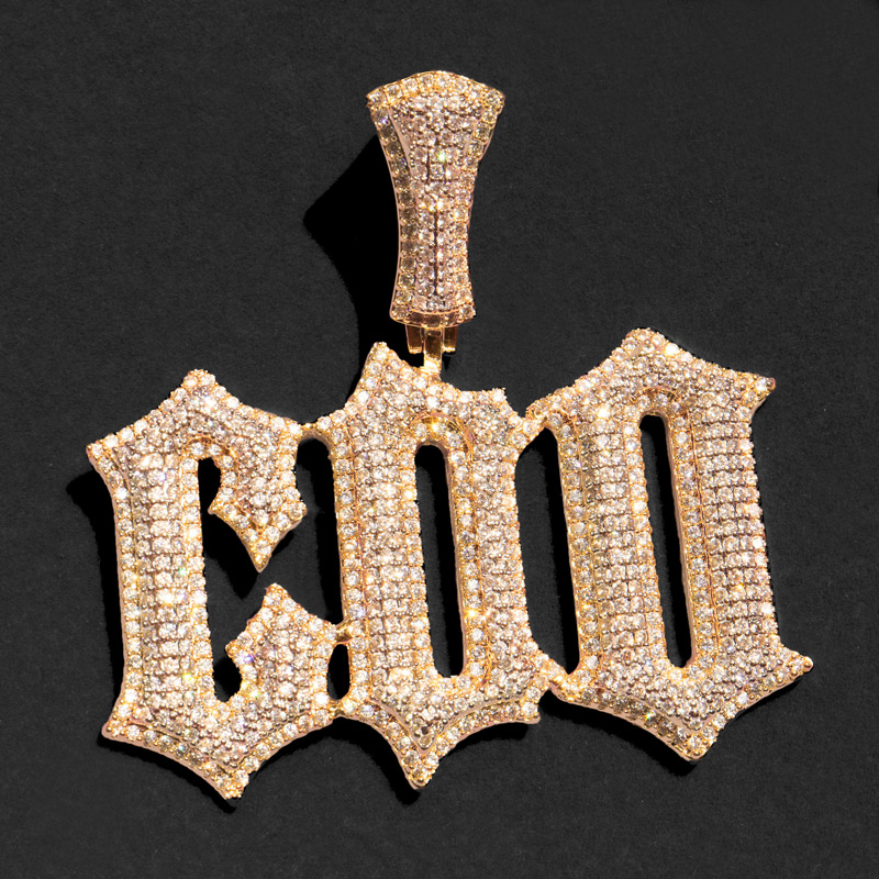 Custom Micro Paved Spiny Name Pendant Gold With Street Luxury Shine