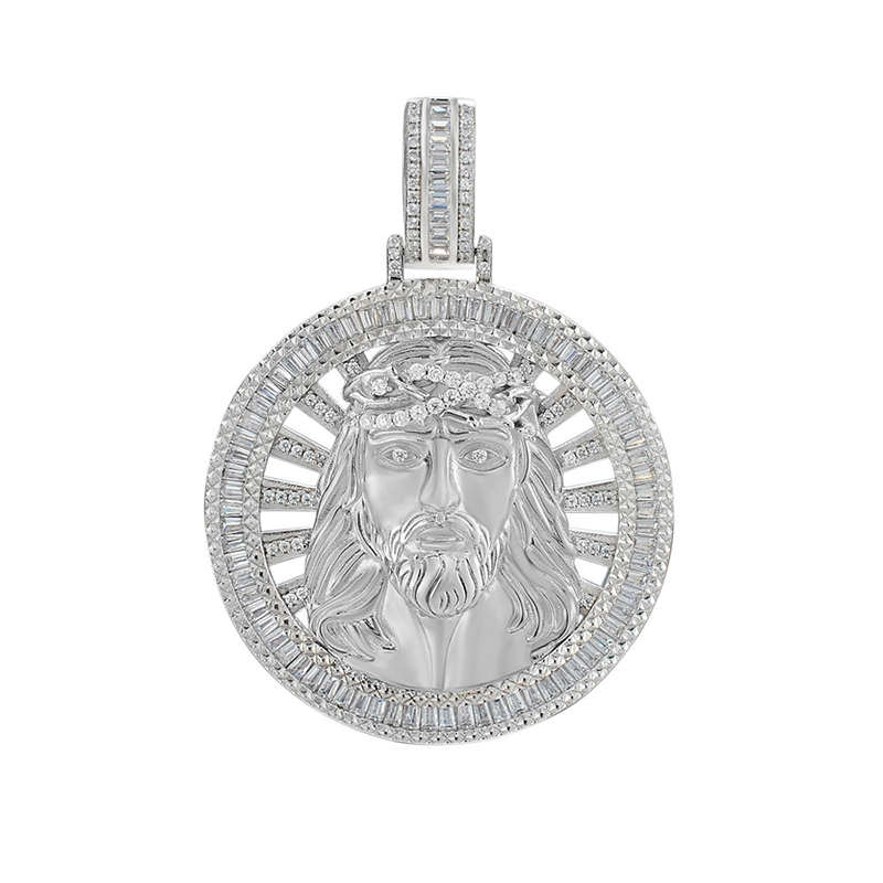 Iced Out Round 3d Jesus Baguette Medallion Pendant With Street Luxury Shine - Image 3