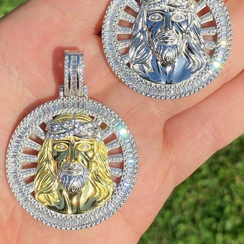 Iced Out Round 3d Jesus Baguette Medallion Pendant With Street Luxury Shine - Image 5
