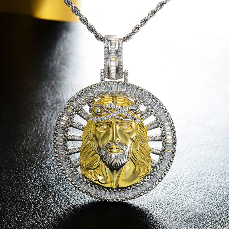 Iced Out Round 3d Jesus Baguette Medallion Pendant With Street Luxury Shine