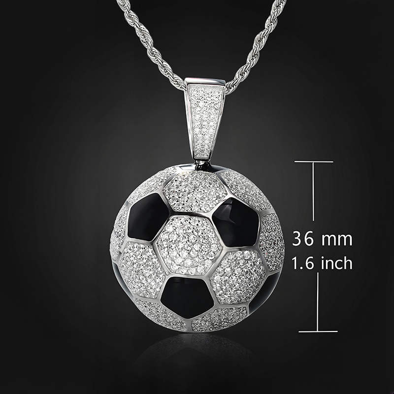Iced Out 3d Soccer Ball Pendant In White Gold With Street Luxury Shine - Image 4