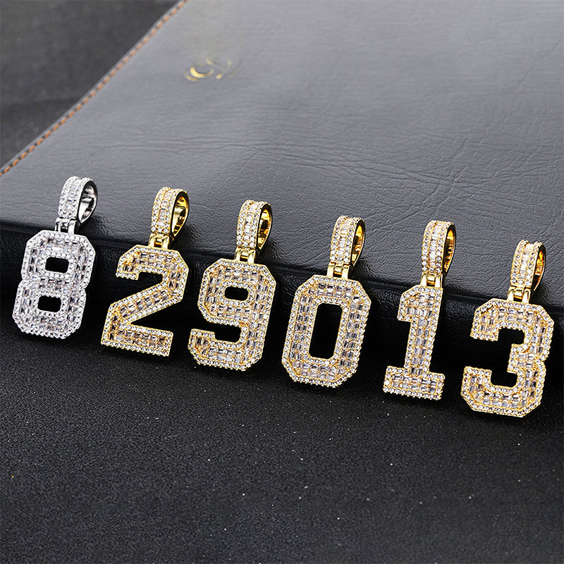 Custom Baguette Number Pendant Bold Statement Style With Street Luxury - Image 3