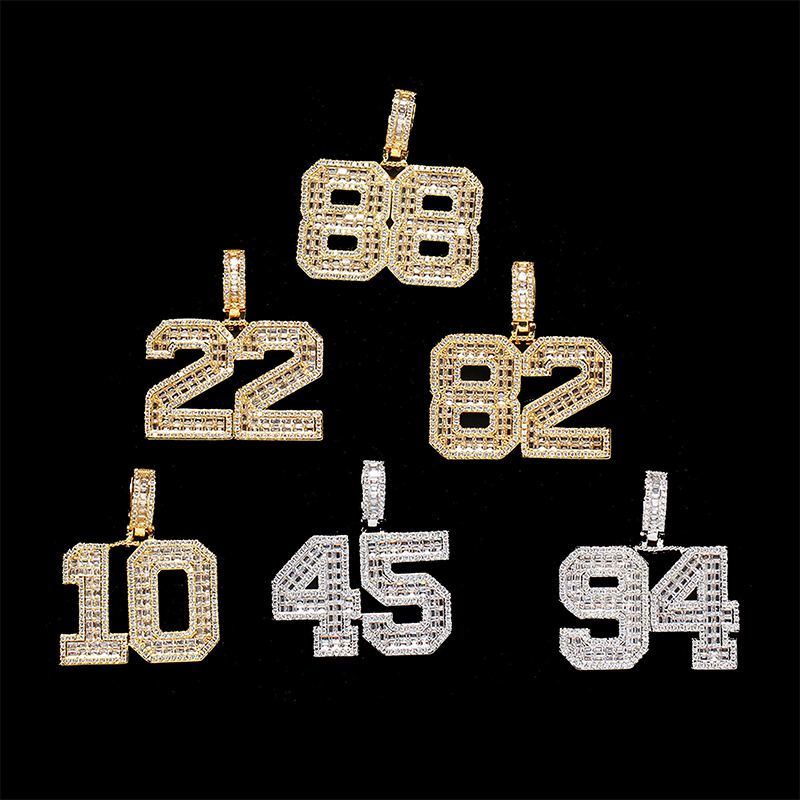 Custom Baguette Number Pendant Bold Statement Style With Street Luxury