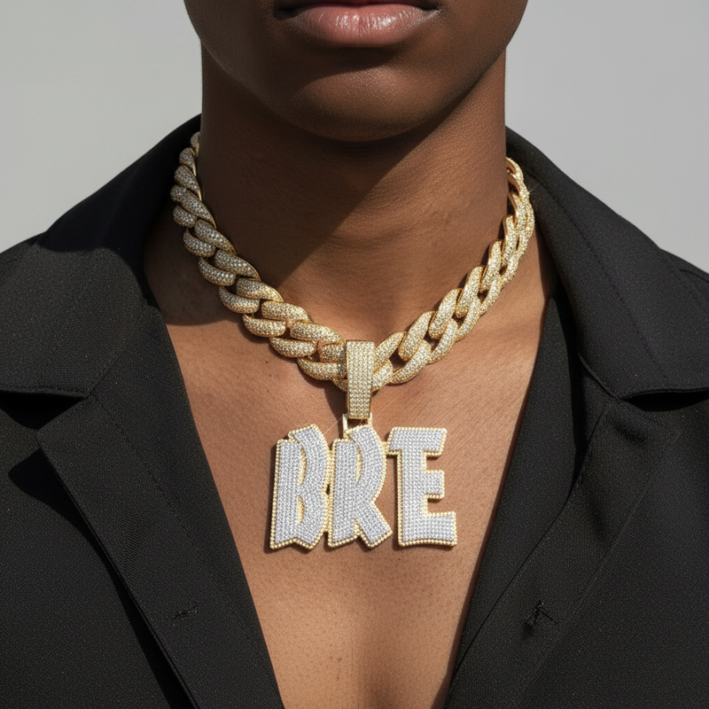 Custom Two Tone Letters/name Pendant Gold With Street Luxury Shine - Image 5