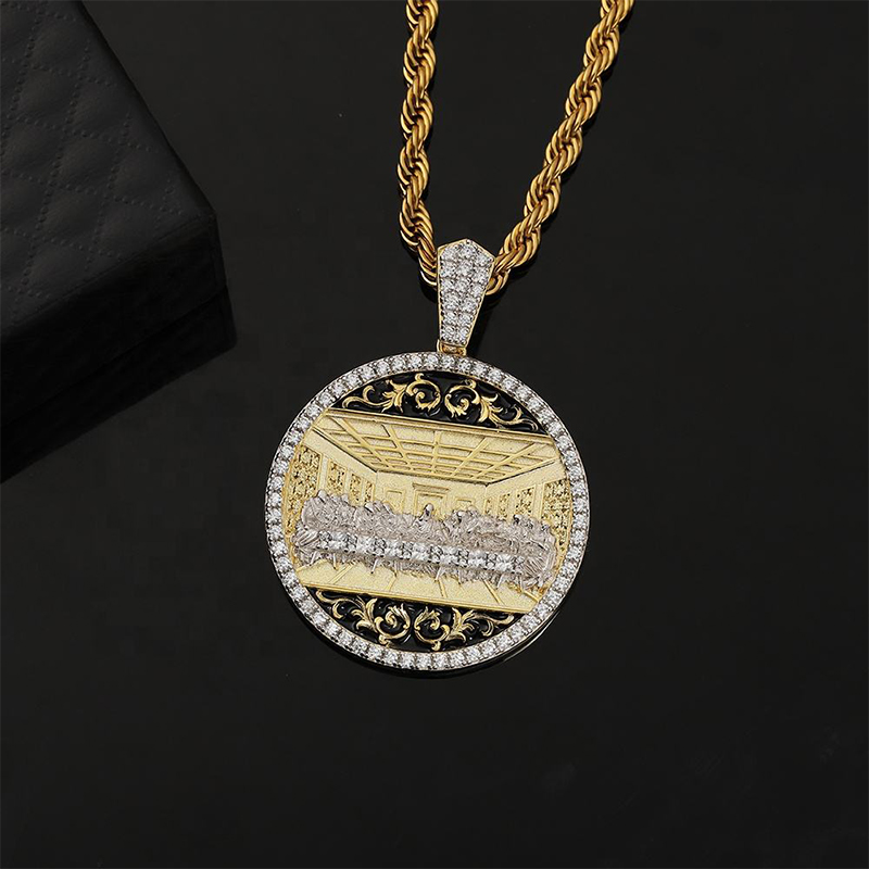 Iced Out Round Apostles Last Supper Pendant Gold With Street Luxury Shine - Image 3