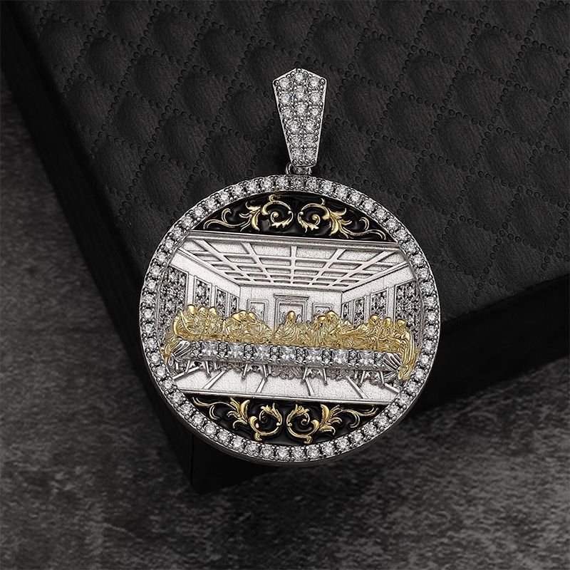 Iced Out Round Apostles Last Supper Pendant Gold With Street Luxury Shine - Image 4