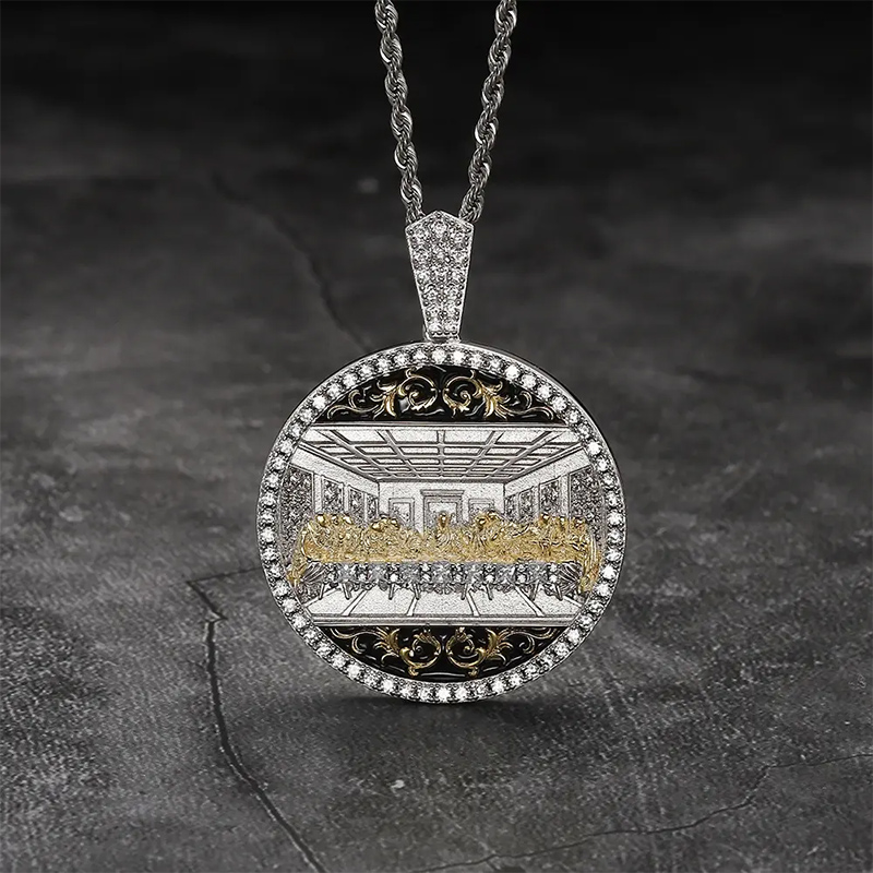 Iced Out Round Apostles Last Supper Pendant Gold With Street Luxury Shine