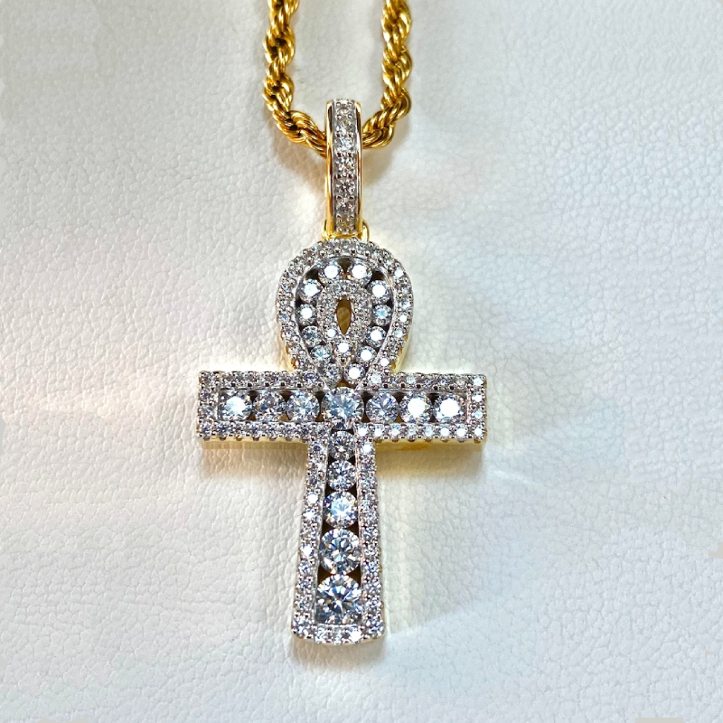 Bling Diamonds Ankh Pendant Gold With Street Luxury Shine - Image 5