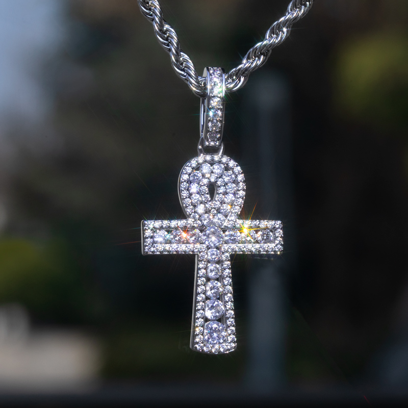 Bling Diamonds Ankh Pendant Gold With Street Luxury Shine