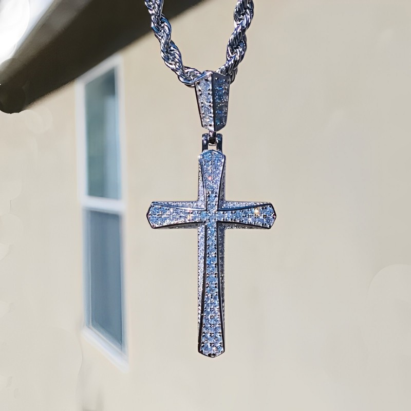 Micro Pave Diamonds Cross Pendant Gold With Street Luxury Shine