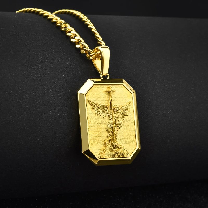 Archangel Saint Michael Dog Tag Pendant Silver With Street Luxury Shine - Image 3