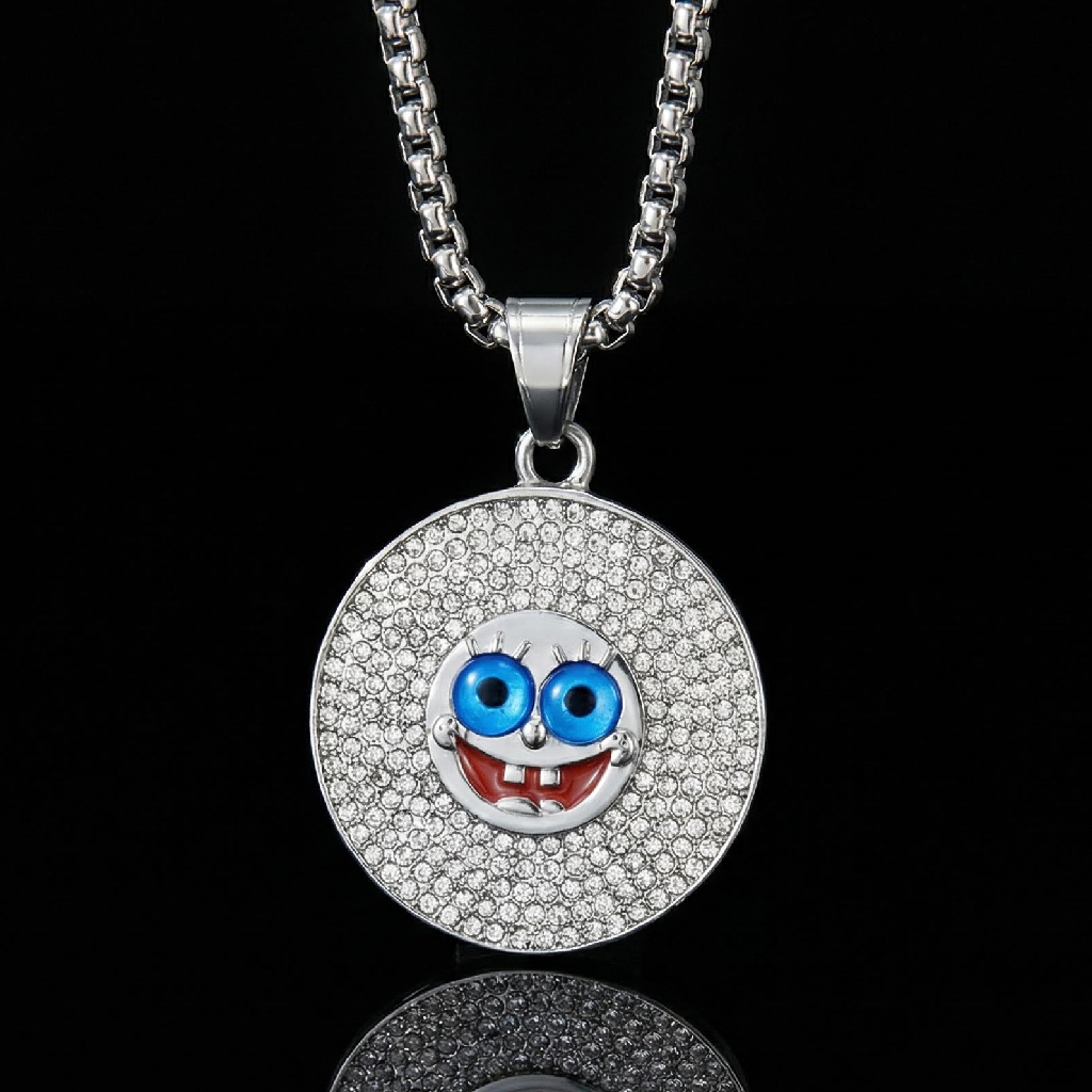Micro Pave Round Cartoon Figure Pendant Gold With Street Luxury Shine - Image 3