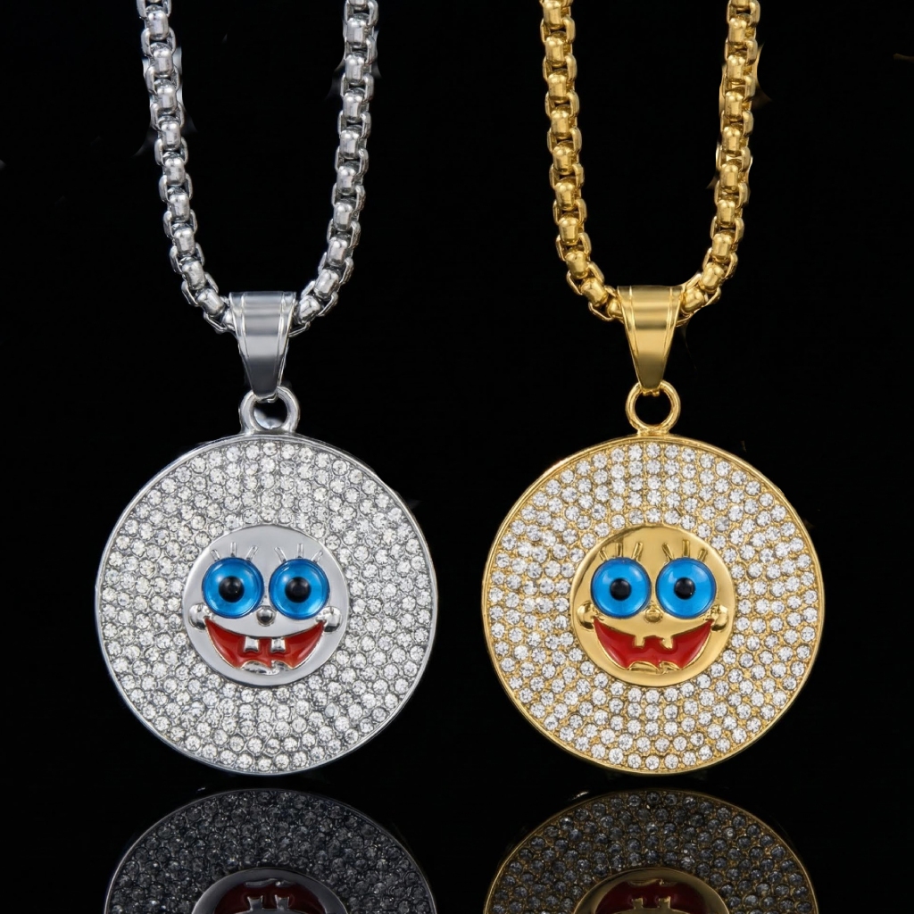 Micro Pave Round Cartoon Figure Pendant Gold With Street Luxury Shine - Image 4