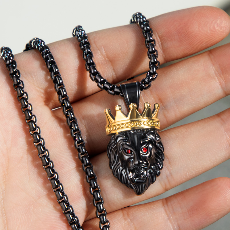 Crown King Of Lion Pendant In Black Gold With Street Luxury Shine - Image 4