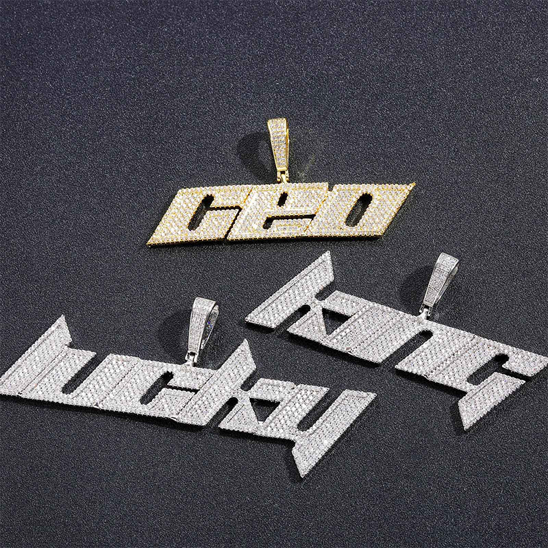 Custom Iced Out Italic Rave Name/letter Pendant With Street Luxury Shine