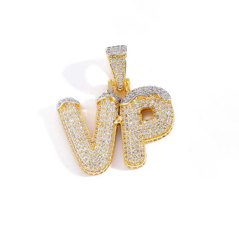 Custom Snow Top Cone Bubble Letter Pendant Gold With Street Luxury Shine - Image 4
