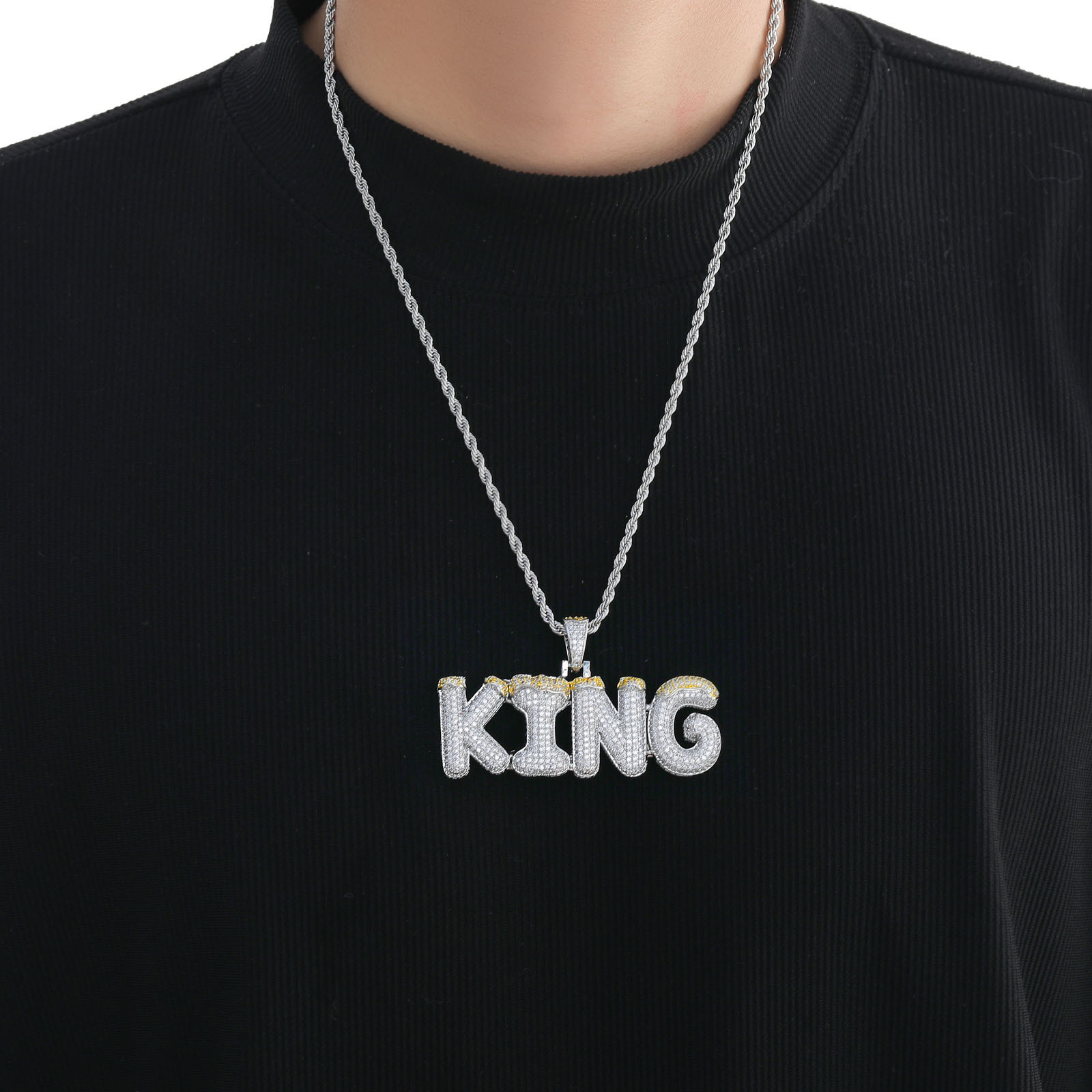 Custom Snow Top Cone Bubble Letter Pendant Gold With Street Luxury Shine - Image 5