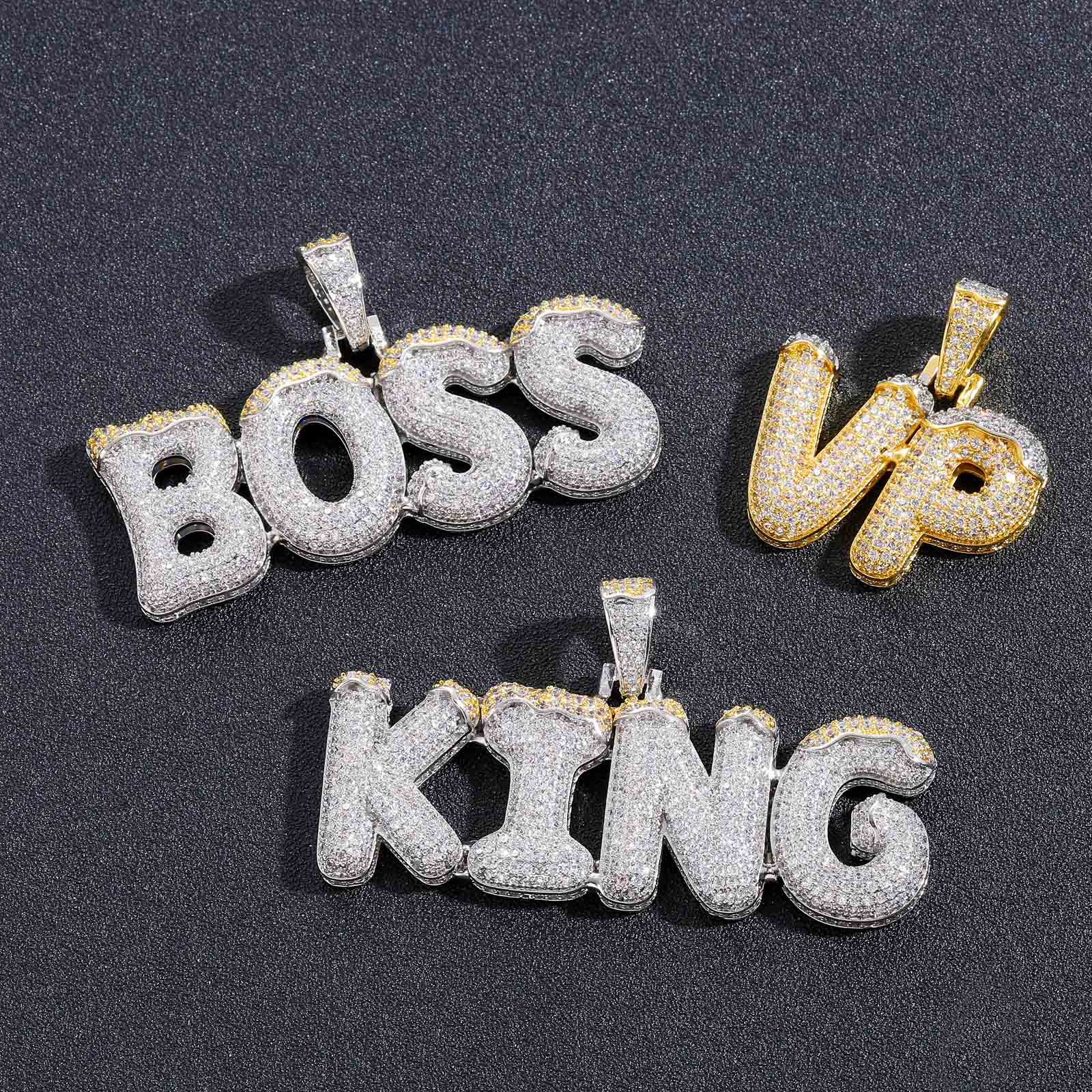 Custom Snow Top Cone Bubble Letter Pendant Gold With Street Luxury Shine