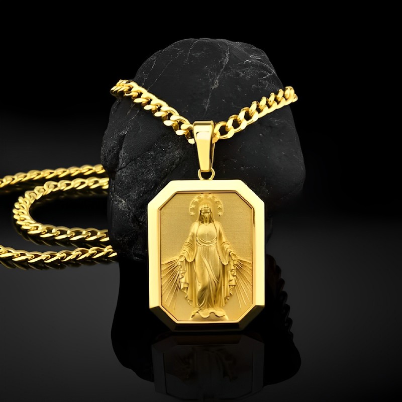 Virgin Mary Dog Tag Pendant Bold Statement Style With Street Luxury