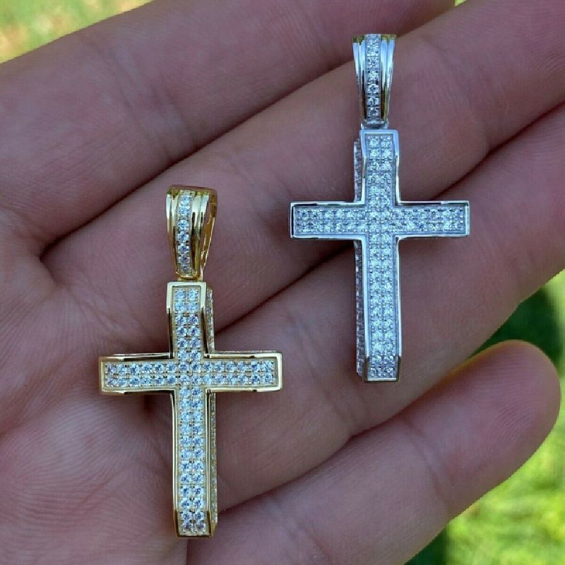 Diamonds Cross Pendant Gold Premium Look Without Heavy Price - Image 3