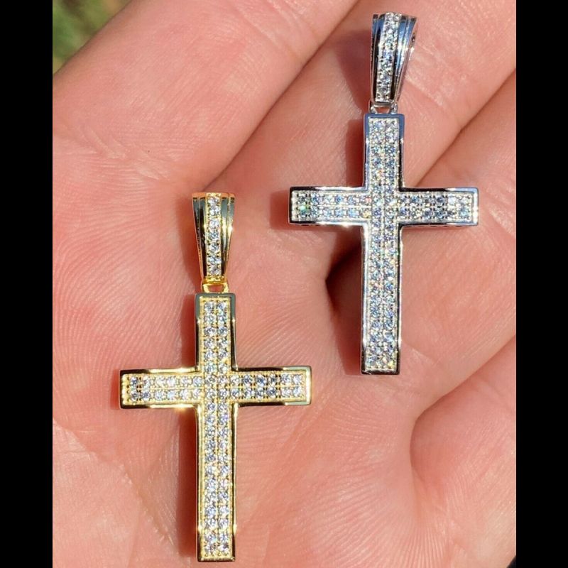 Diamonds Cross Pendant Gold Premium Look Without Heavy Price - Image 4