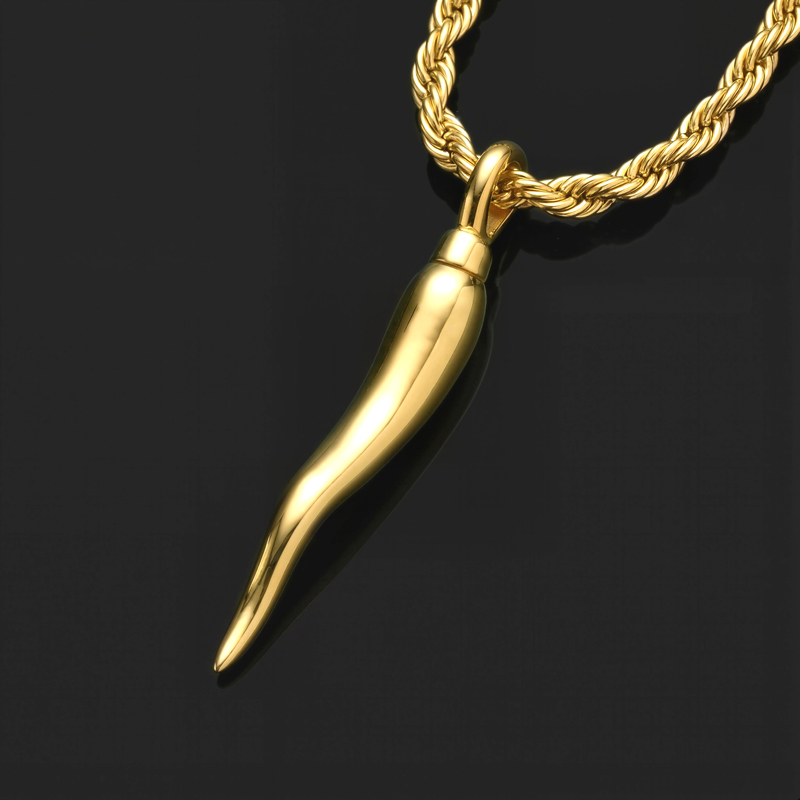 Italian Horn Cremation Urn Ashes Pendant Gold With Street Luxury Shine - Image 7