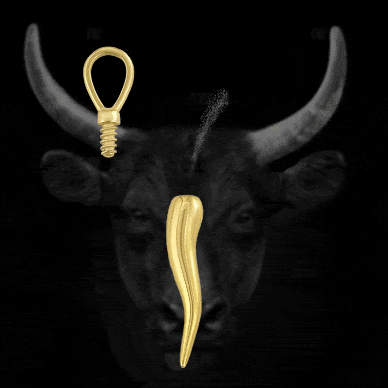 Italian Horn Cremation Urn Ashes Pendant Gold With Street Luxury Shine