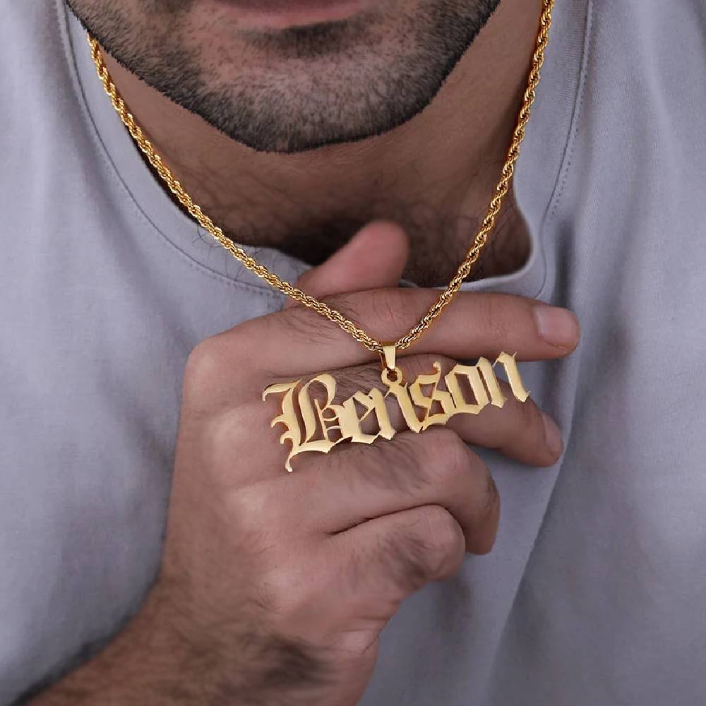 Custom Old English Name/number Pendant Gold With Street Luxury Shine