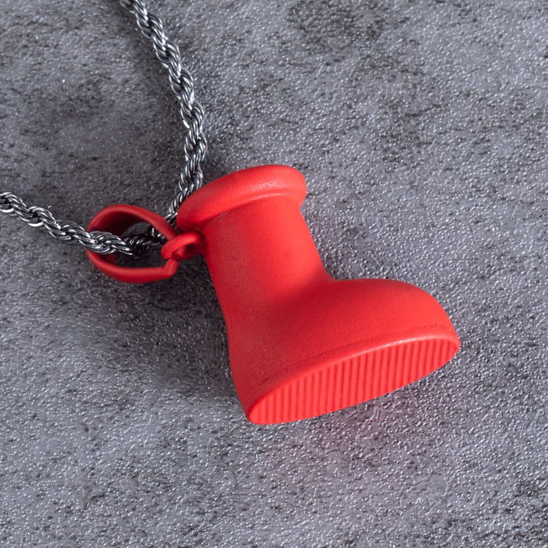 3d Red Hand-painted Santa Boot Pendant Gold With Street Luxury Shine - Image 3