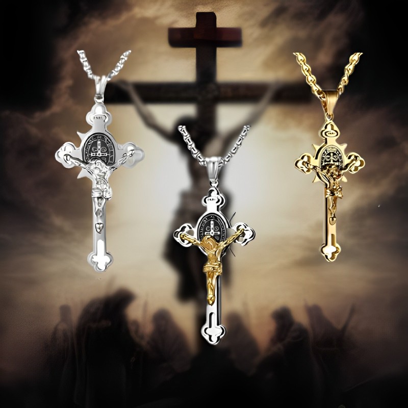 St.benedict Protection Cross Power Pendant Gold With Street Luxury Shine - Image 6