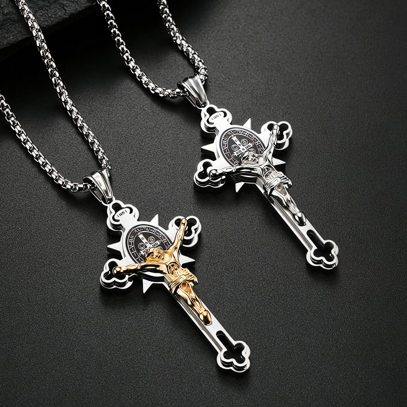 St.benedict Protection Cross Power Pendant Gold With Street Luxury Shine - Image 8