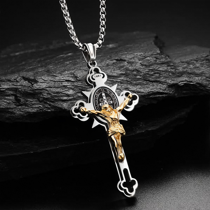 St.benedict Protection Cross Power Pendant Gold With Street Luxury Shine - Image 9