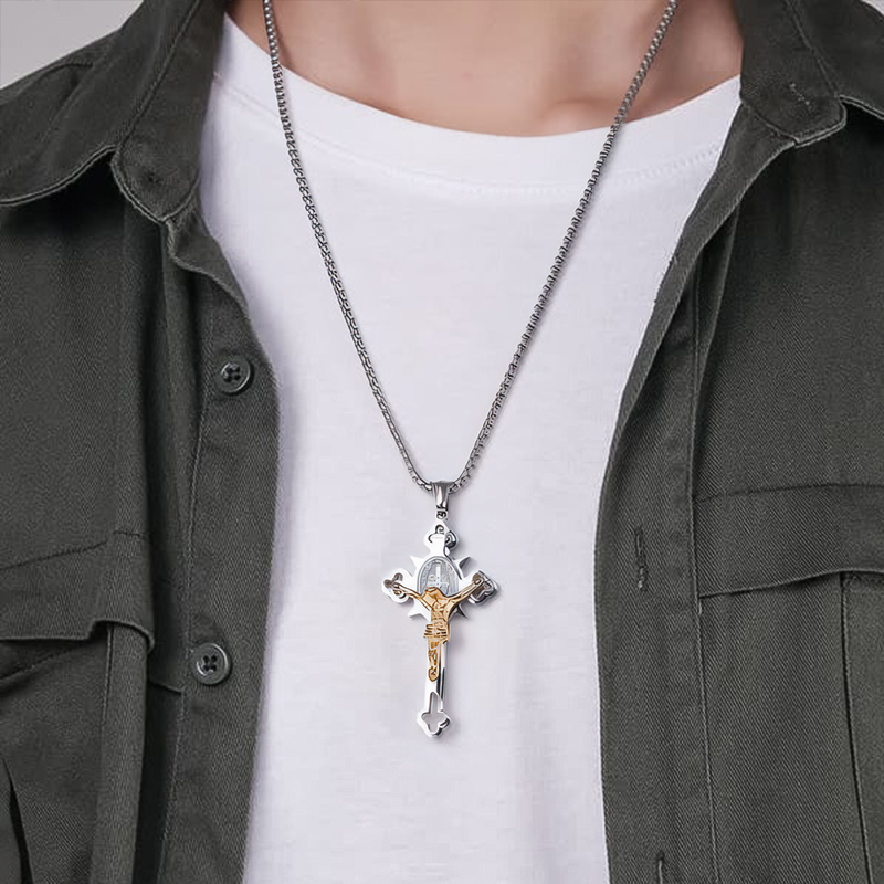 St.benedict Protection Cross Power Pendant Gold With Street Luxury Shine - Image 10