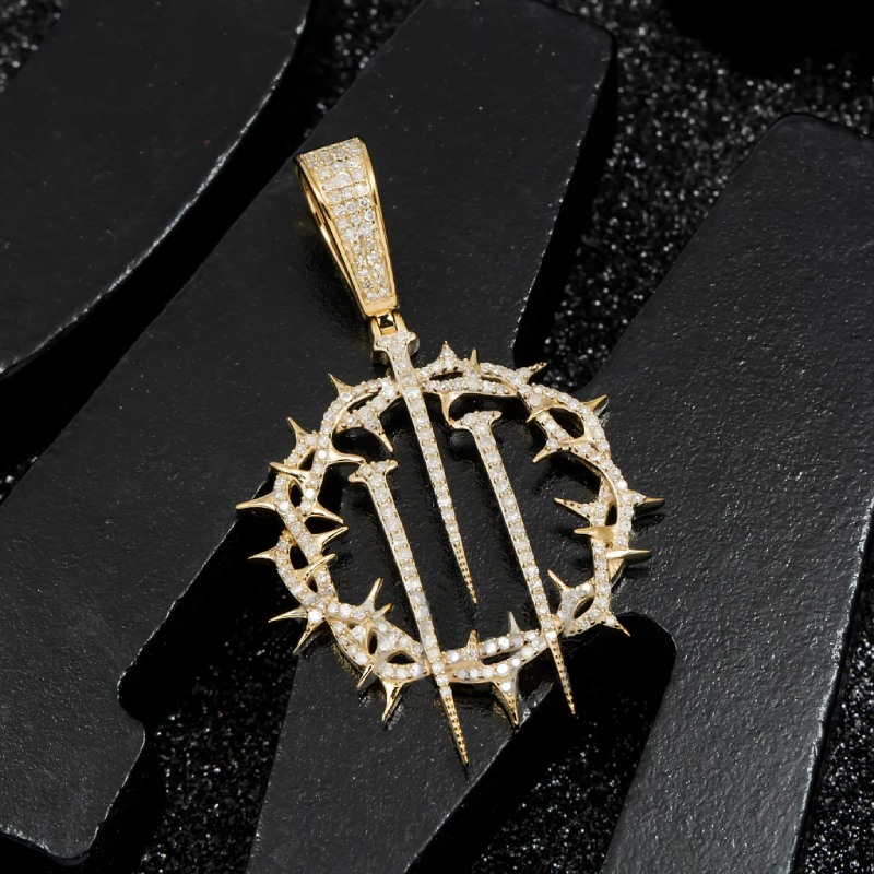 Micro Paved Crown Of Thorns With Nails Pendant Moissanite - Image 3