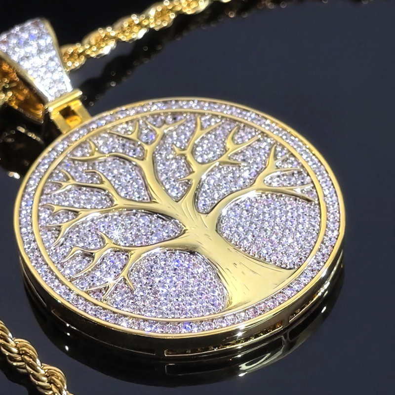 Two-tone Tree Of Life Medallion Pendant Gold With Street Luxury Shine - Image 4