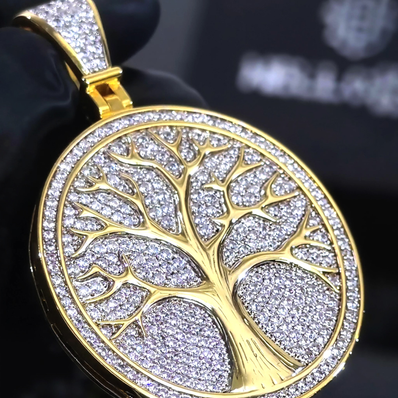 Two-tone Tree Of Life Medallion Pendant Gold With Street Luxury Shine - Image 5