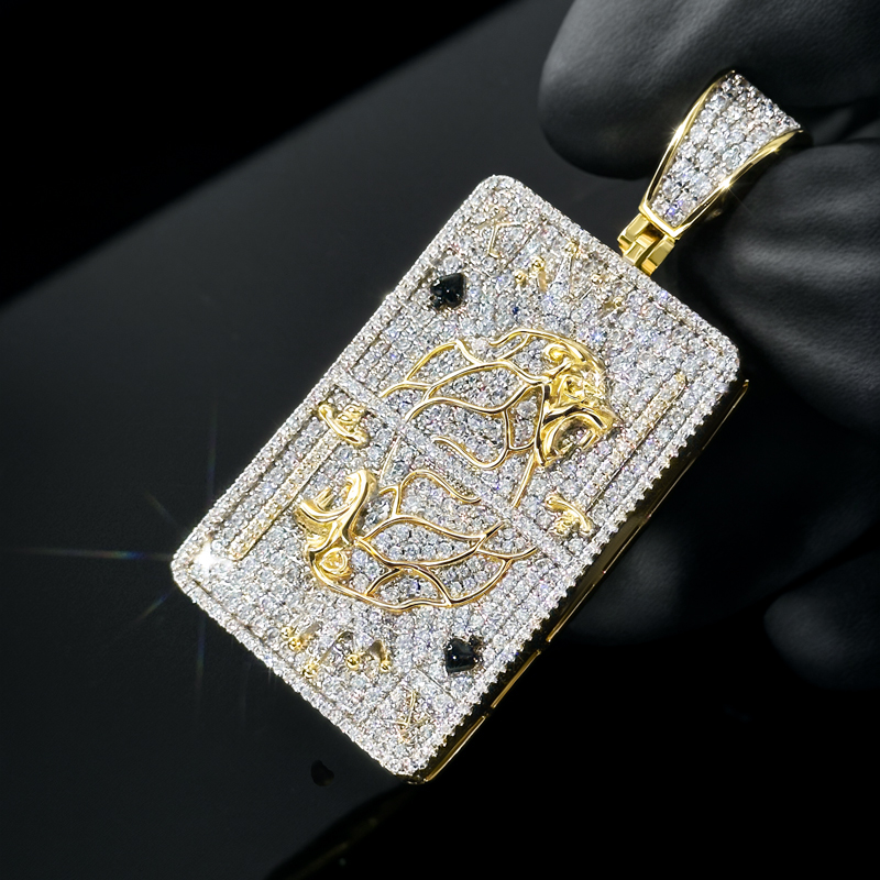 Crown King Gold Poker Play Card Pendant Moissanite With Street Luxury Shine - Image 3