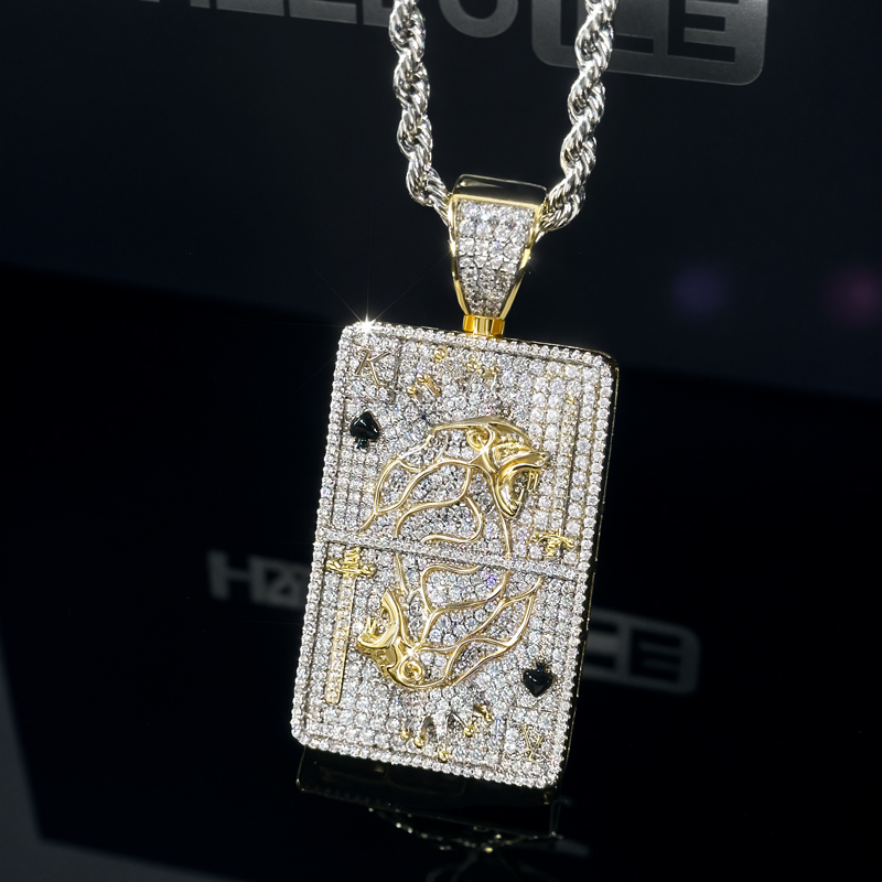 Crown King Gold Poker Play Card Pendant Moissanite With Street Luxury Shine - Image 4