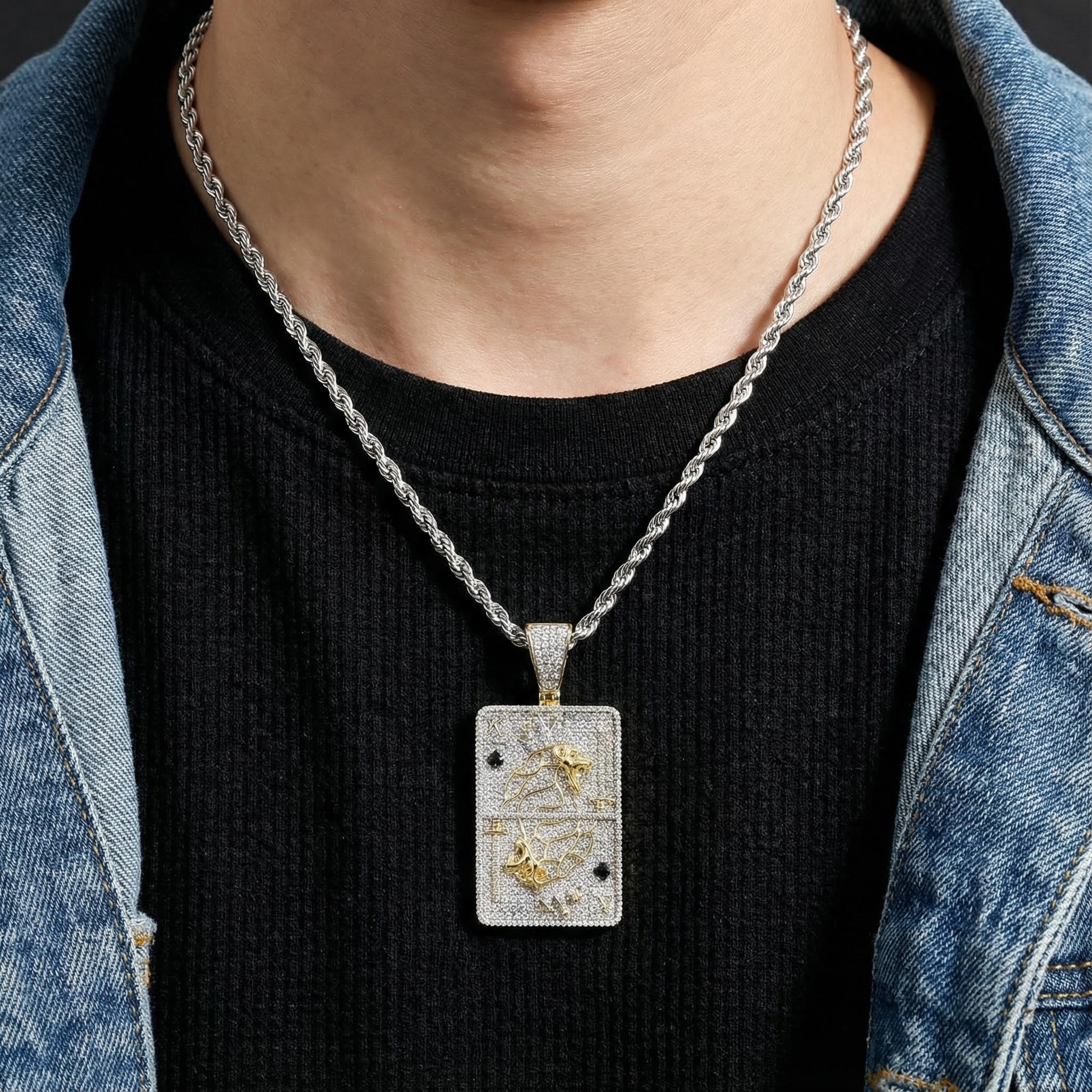 Crown King Gold Poker Play Card Pendant Moissanite With Street Luxury Shine - Image 5