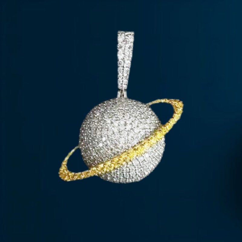 Micro Paved Saturn Pendant Bold Statement Style With Street Luxury - Image 3