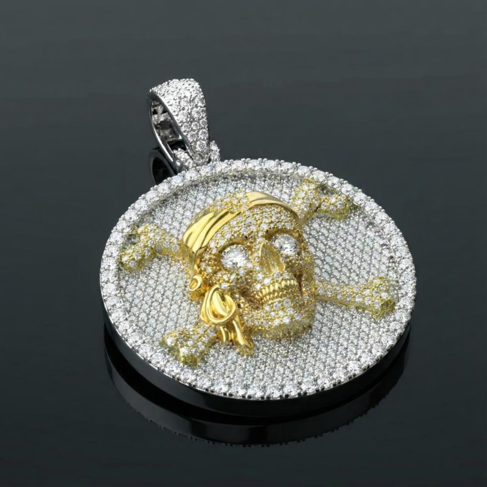 Paved Skull Pirate Round Pendant Bold Statement Style With Street Luxury - Image 3