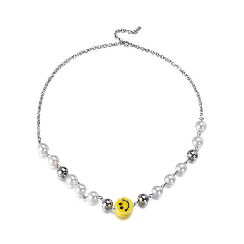 Pearl With Smile Face Chain Bold Statement Style With Street Luxury - Image 3