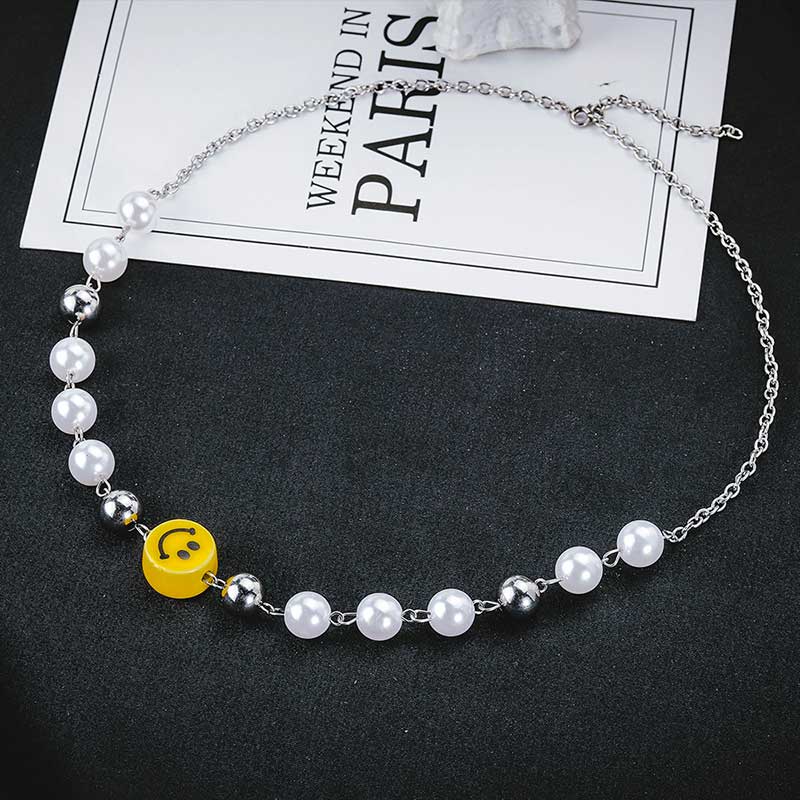 Pearl With Smile Face Chain Bold Statement Style With Street Luxury - Image 4