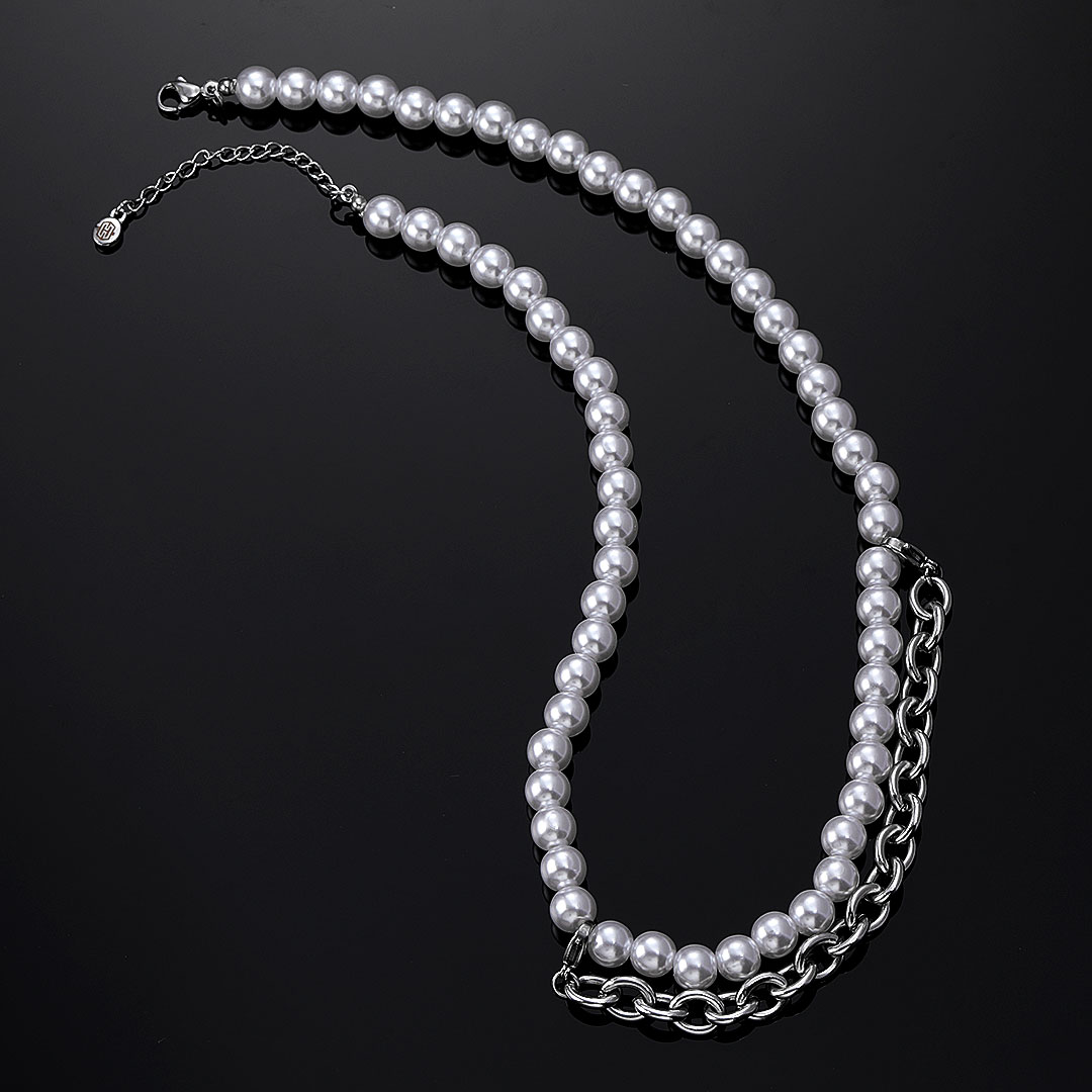 8mm Pearl With Cable Chain Necklace Bold Statement Style With Street Luxury - Image 5